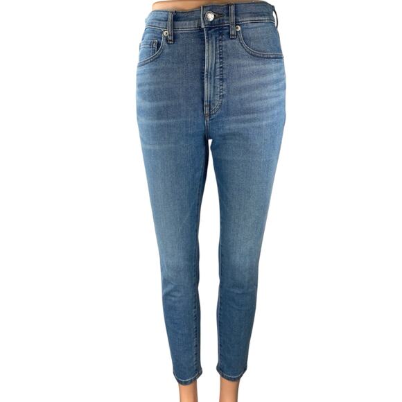 Everlane Denim - Everlane The High Rise Skinny Women's Blue Medium Wash Crop Denim Jeans Size 27